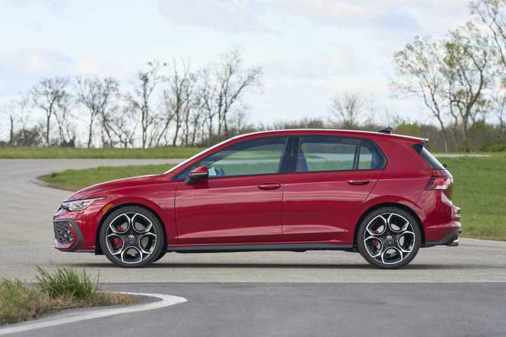 Side profile shot of a 2025 Volkswagen Golf GTI