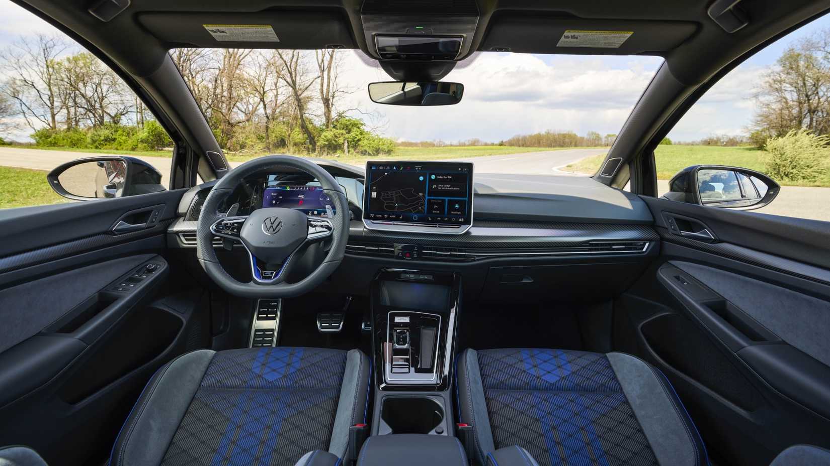 Interior shot of the dashboard in a 2025 Volkswagen Golf R