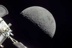 Orion spacecraft and the Moon