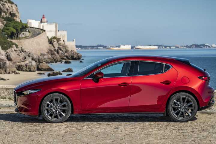Side profile shot of a 2025 Mazda 3 