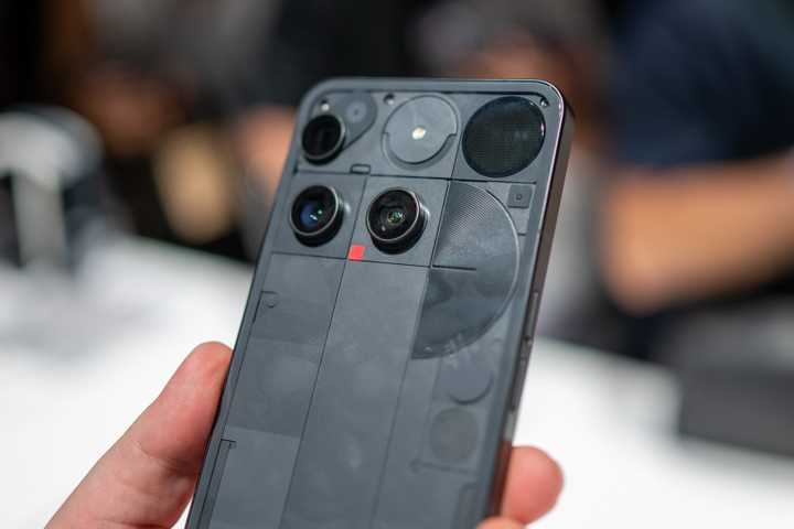 The back of the Nothing Phone 3 with various cameras.