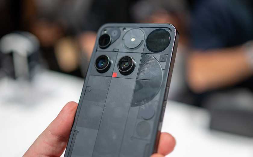 The back of the Nothing Phone 3 with various cameras.
