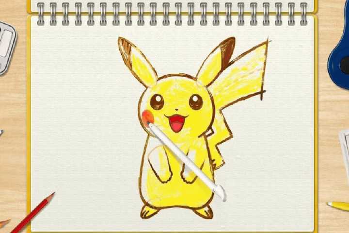 A Pikachu drawn on a sketchbook.