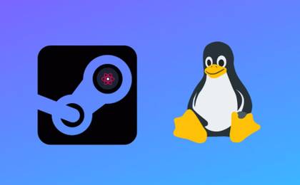 The logo of Valve's Proton compatibility layer next to Tux. 