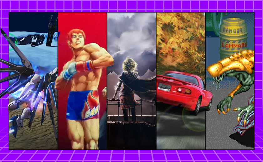 Retro-style collage featuring classic and modern arcade games.
