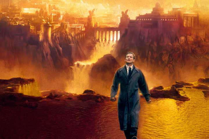 Robin Williams walking through water in What Dreams May Come