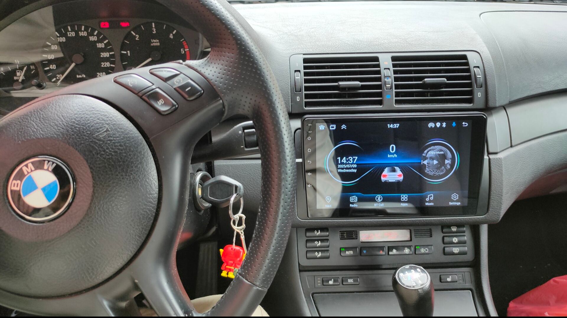 An Android head unit in a BMW E46.