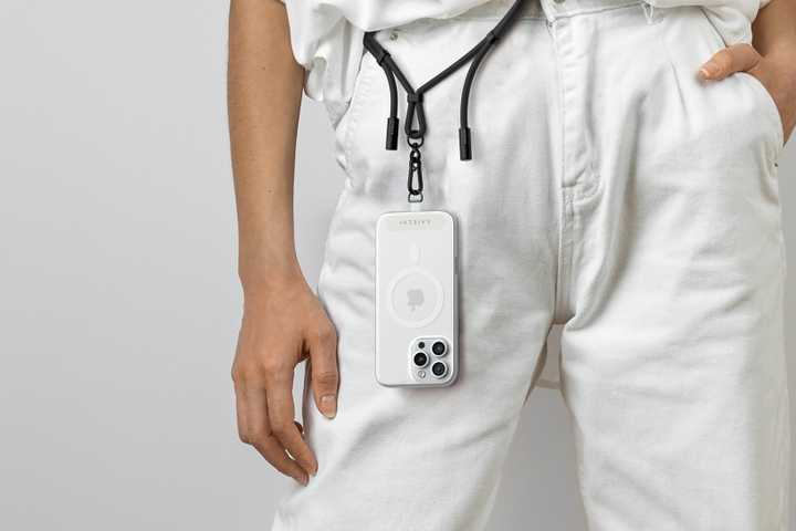 Satechi lanyard on a person.