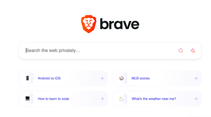 Brave Search home page.