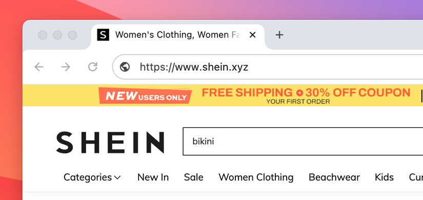 Shein clone with an uncommon TLD.