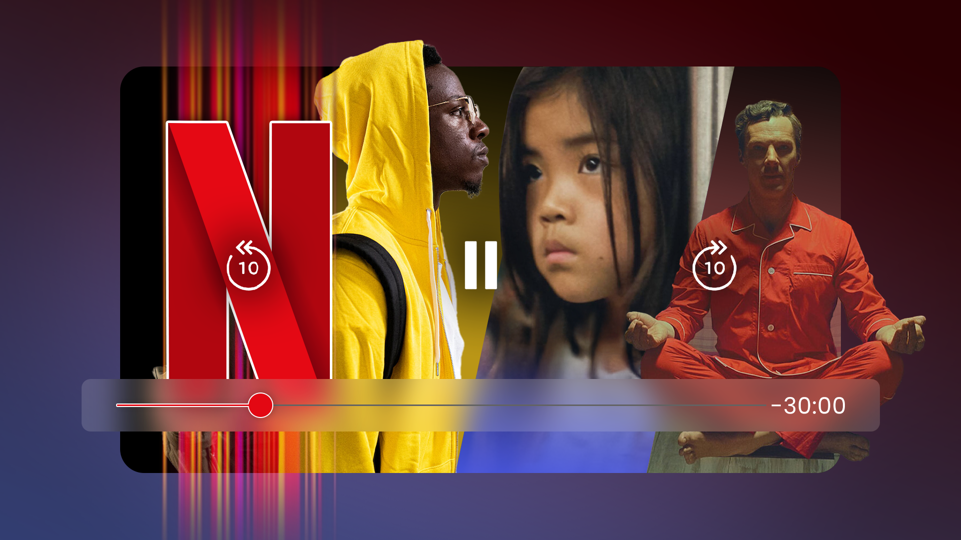 Video player with the Netflix logo and some movies beside it.