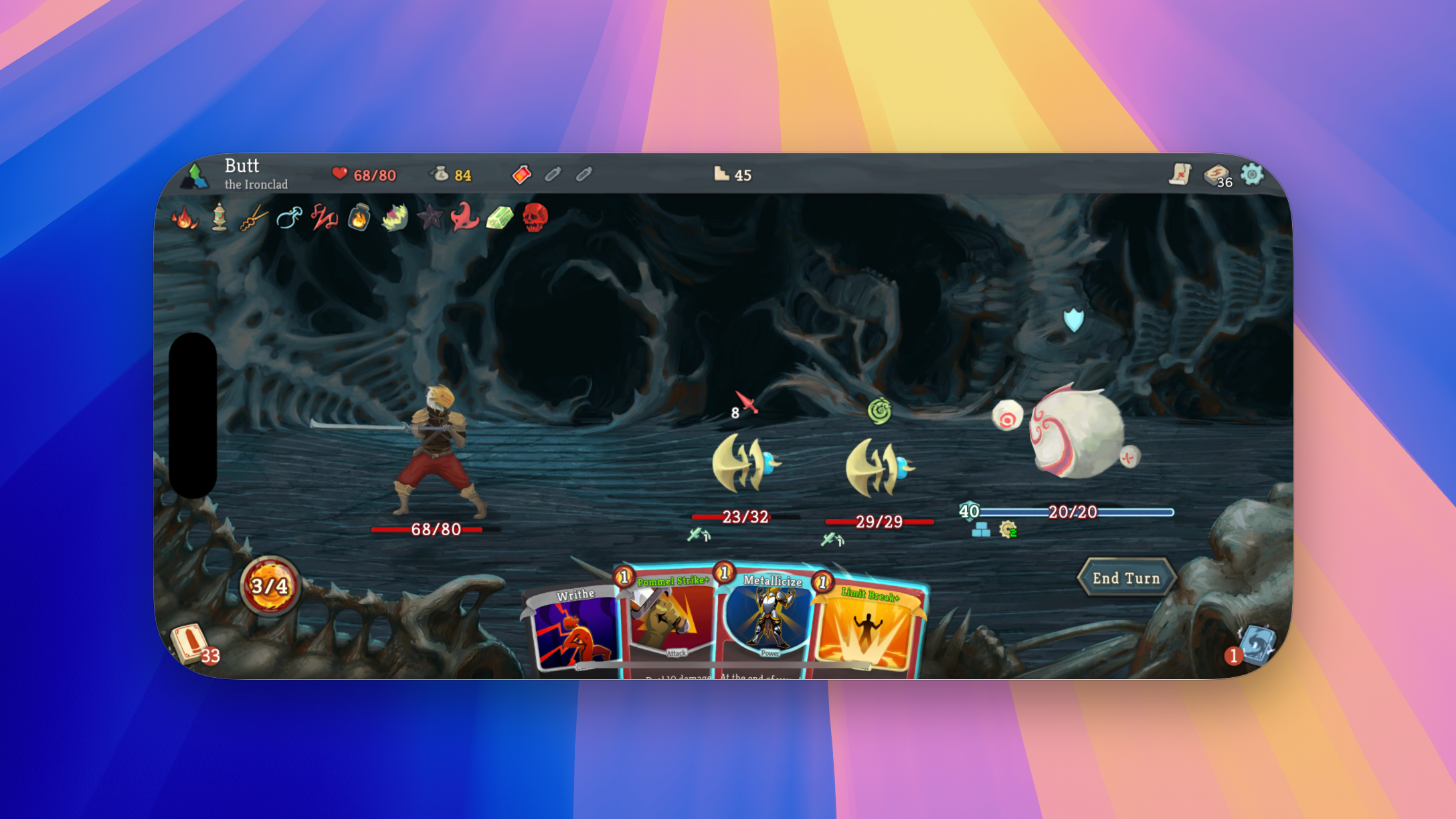 Slay the Spire running in iPhone Mirroring on a Mac.