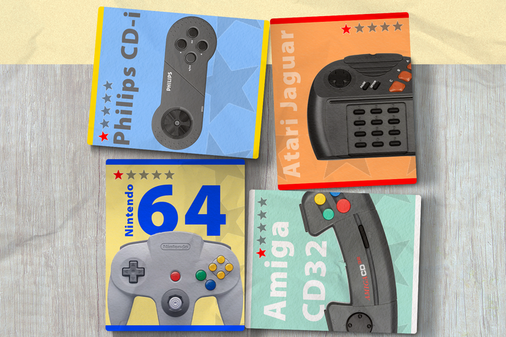 Some video game controller boxes with low rating stars indicating they are bad.