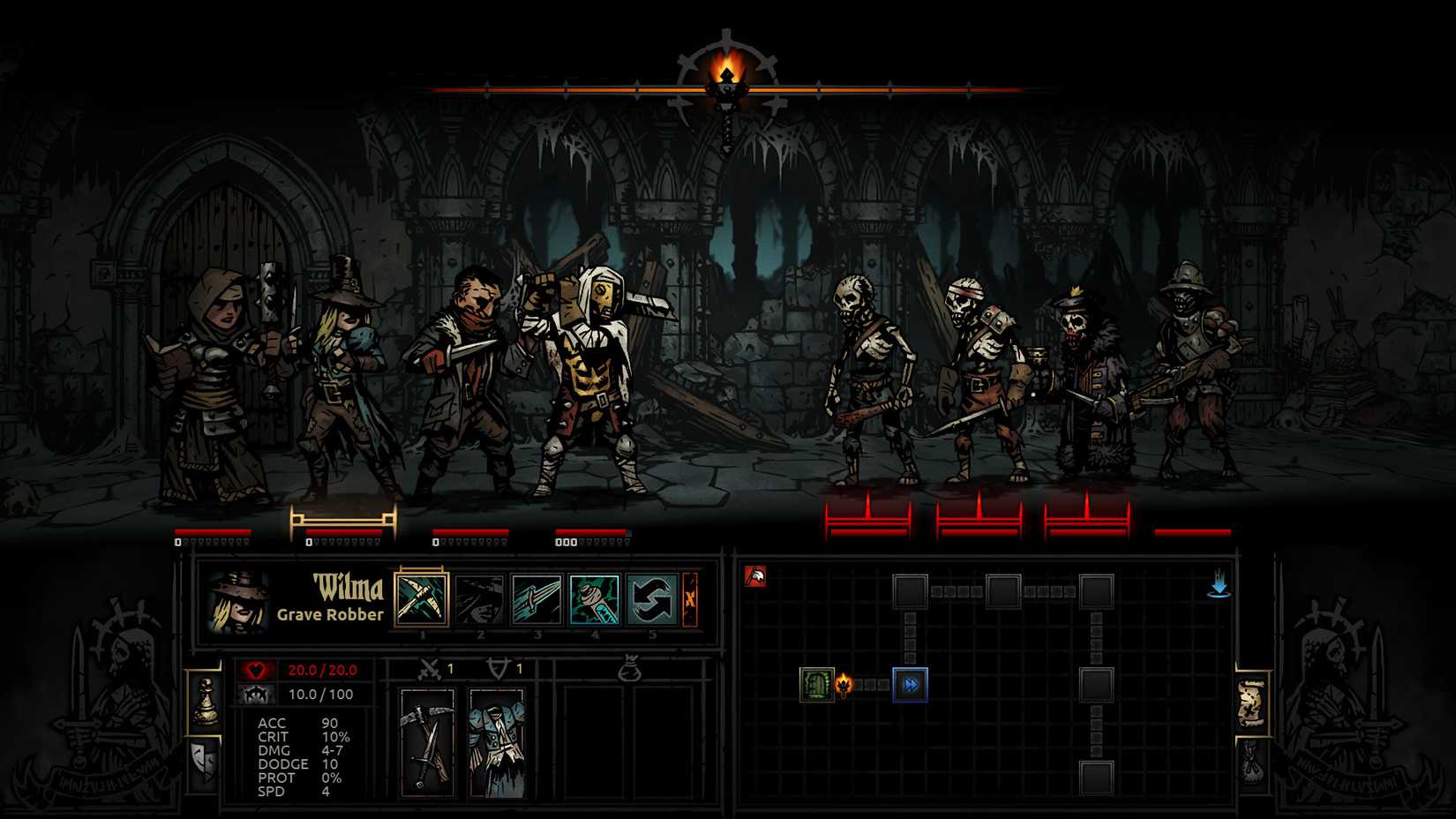 A screenshot of gameplay from Darkest Dungeon