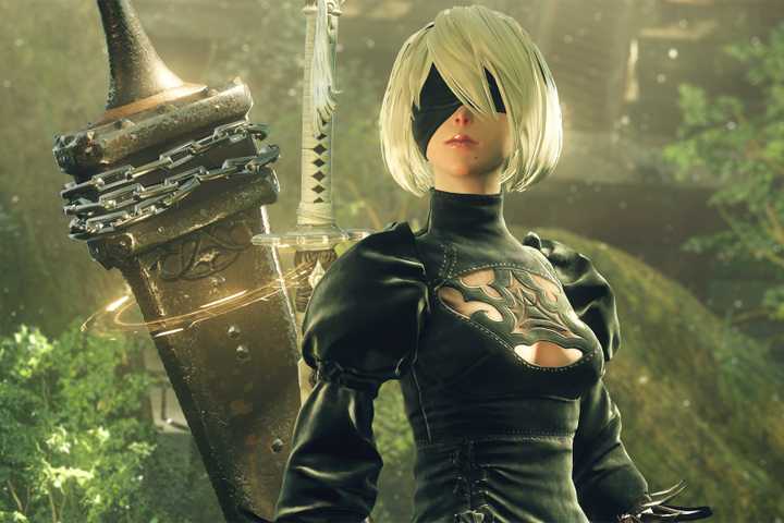 2B in NieR: Automata with a big sword.