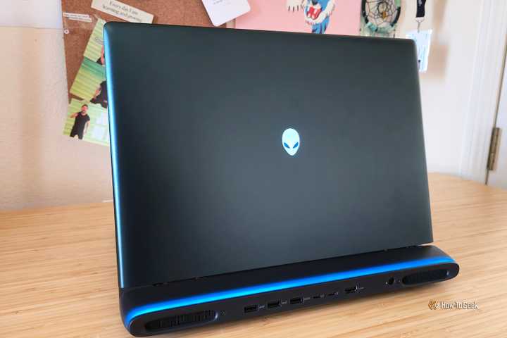 The back of the Alienware 16 Area-51 (2025) gaming laptop.