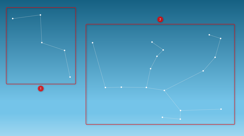 The Cassiopeia and Perseus constellations.