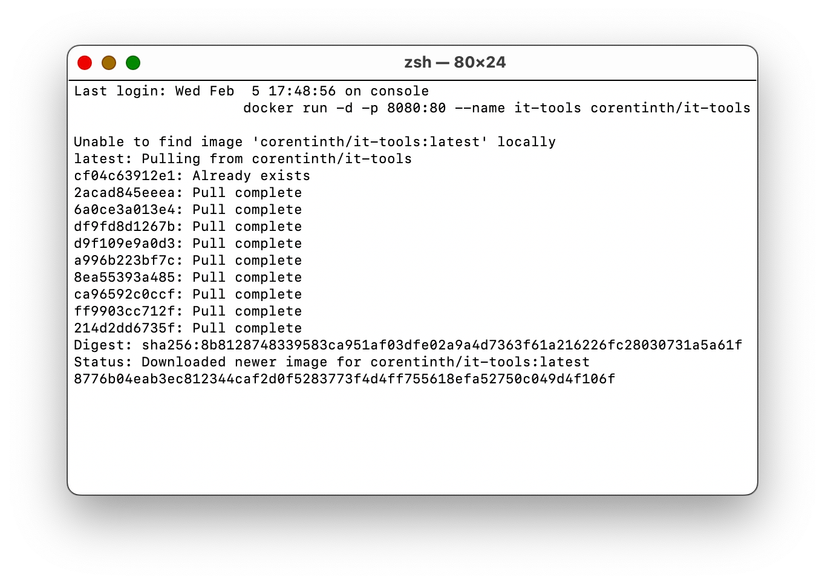 The Docker command line tool pulling an image to be run in a container.