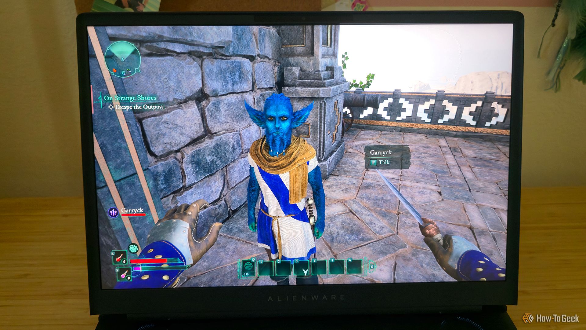 The game 'Avowed' playing on the Alienware 16 Area-51 gaming laptop.
