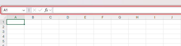 The name box and formula bar in Excel are highlighted to show that only they appear in full-screen mode.