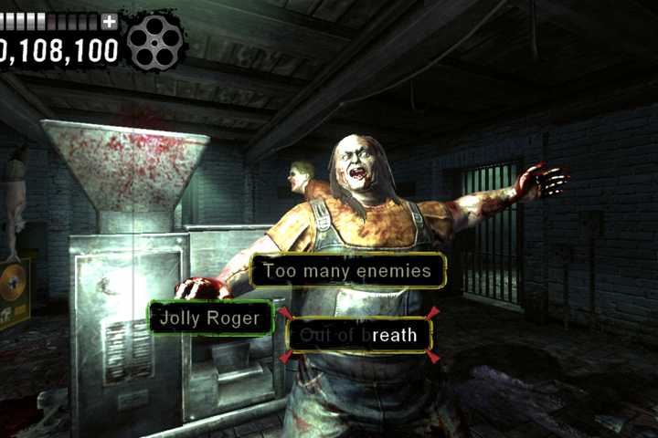 Prompts appear on the screen displaying words you must type to eliminate an approaching zombie in The Typing of The Dead: Overkill.
