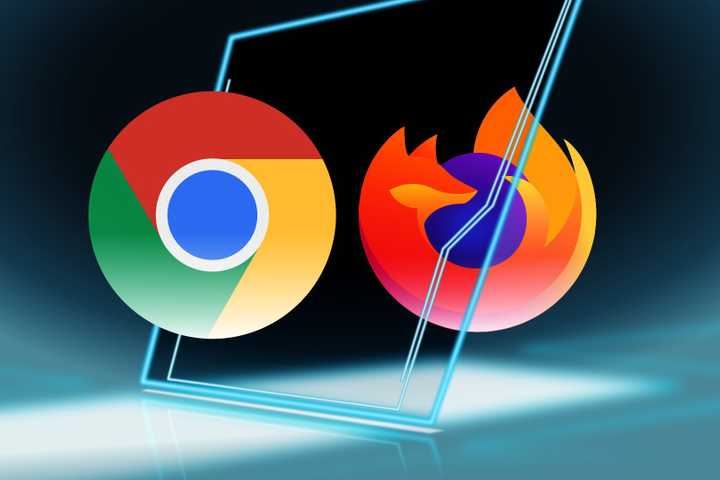 Chrome and Firefox browsers in Tron world.