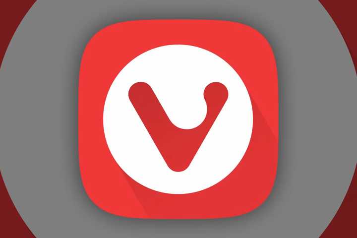 Vivaldi logo on a white circle and red background