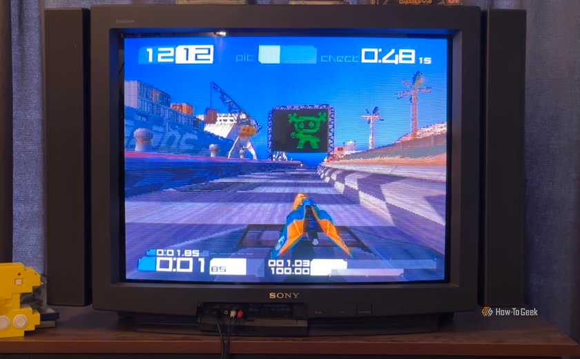 Wipeout 3 on a Sony Trinitron CRT.