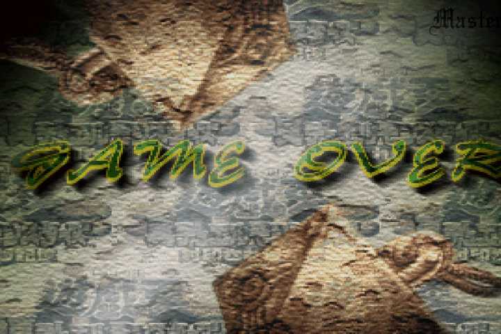 The game over screen in Yu-Gi-Oh! Forbidden Memories.