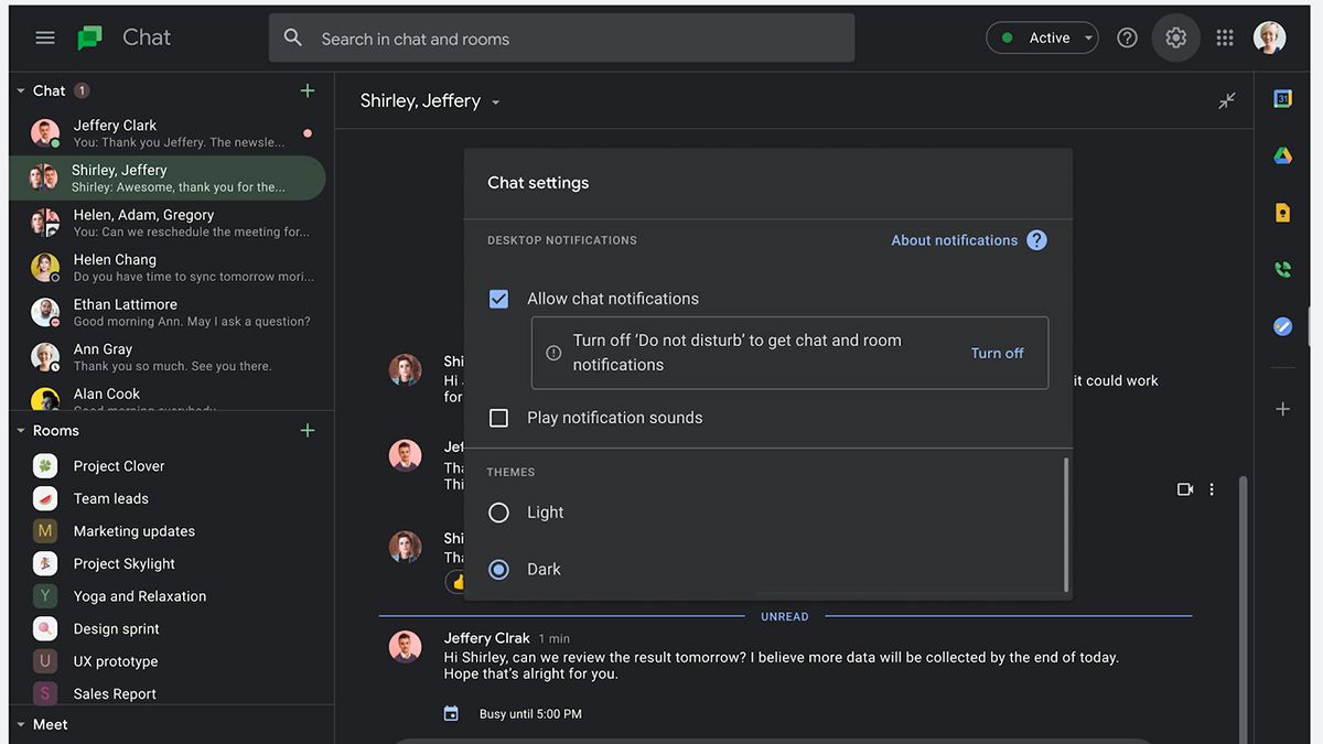 Google chat dark mode