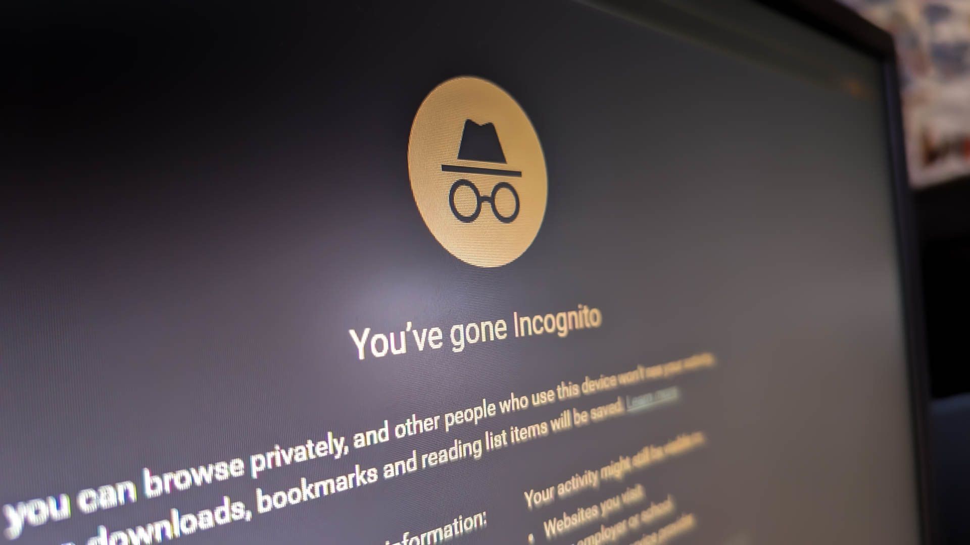 A closeup shot of the Incognito mode on Chrome.