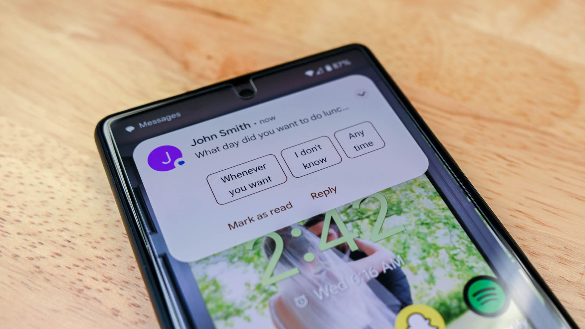 incoming text on a pixel phone