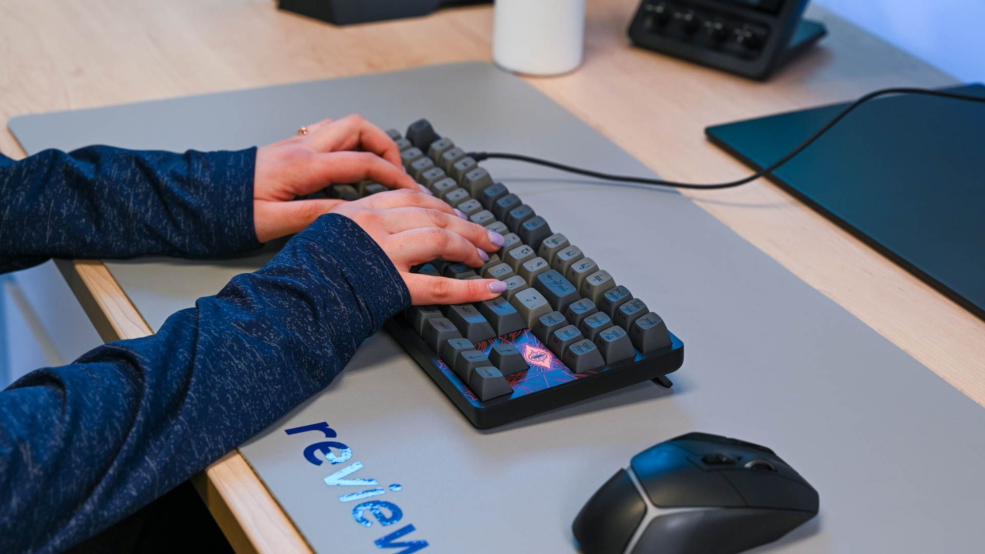 Person typing on the Drop + The Lord of the Rings Black Speech Keyboard