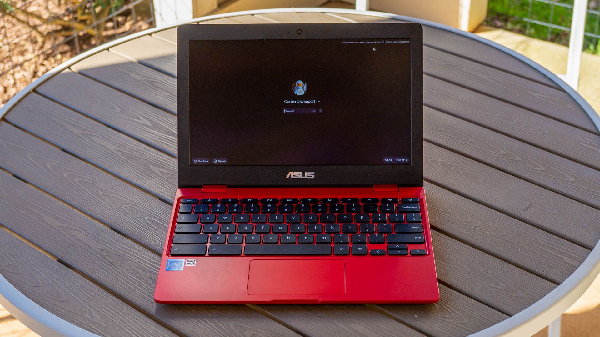 ASUS Chromebook 12 C223NA placed on a table.
