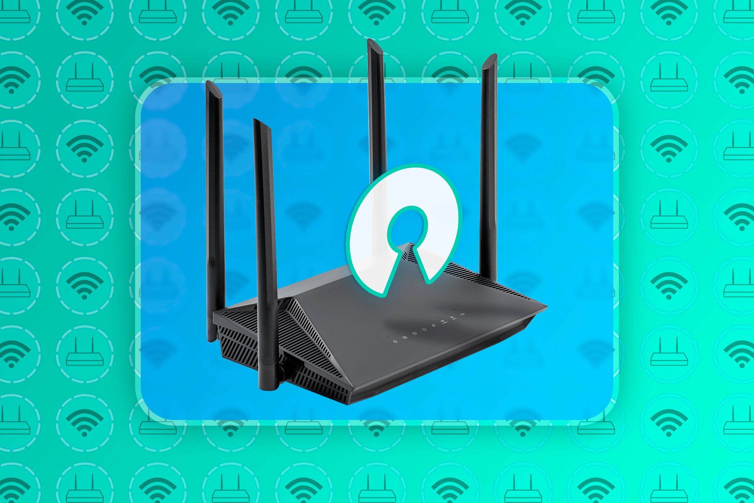 A router with an open souce icon above it.