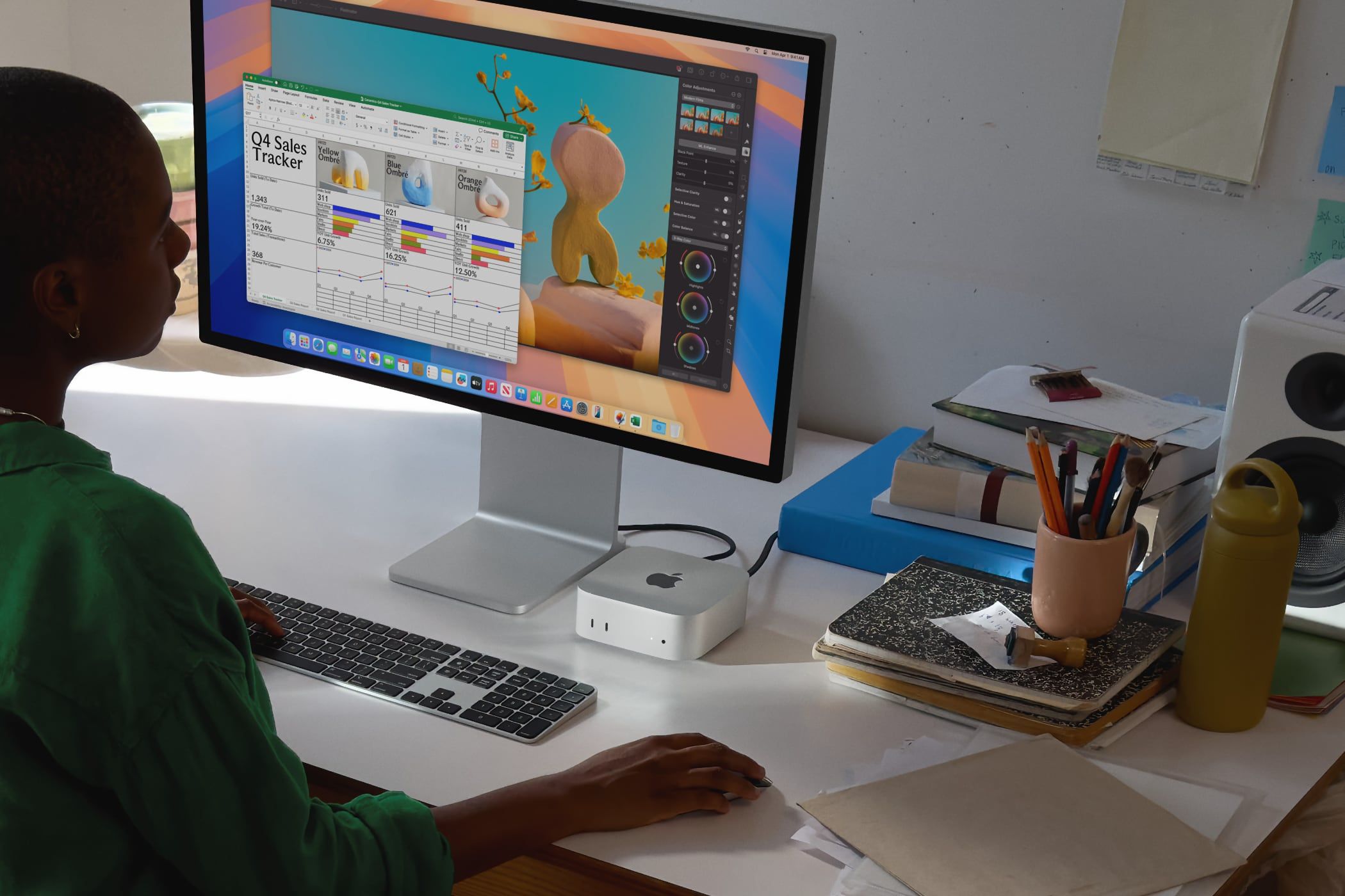 Person using a Mac mini (M4, 2024) at a desk