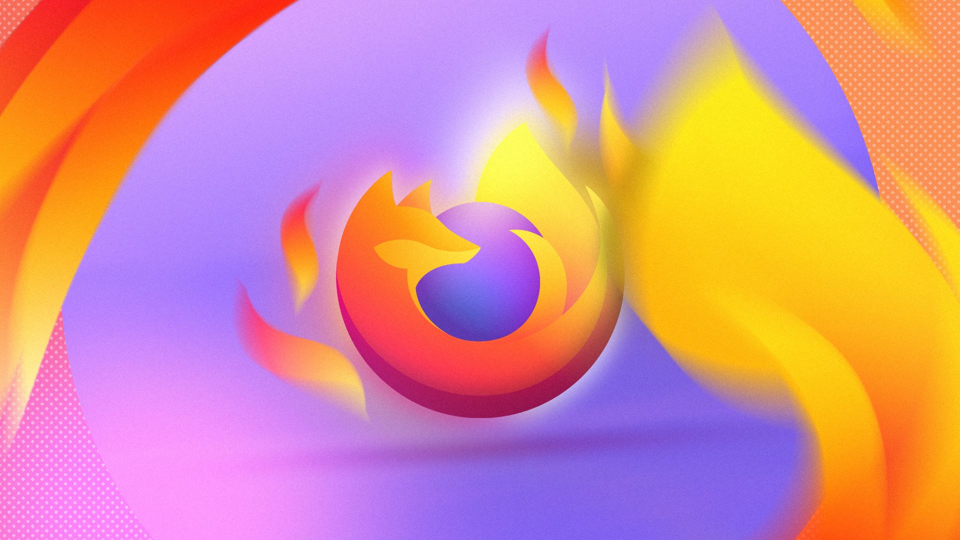 Firefox logo at the center with fire surrounding the image.