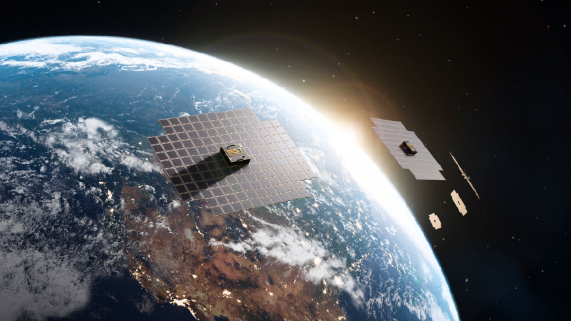 AT&T AST Satellite orbiting Earth. 