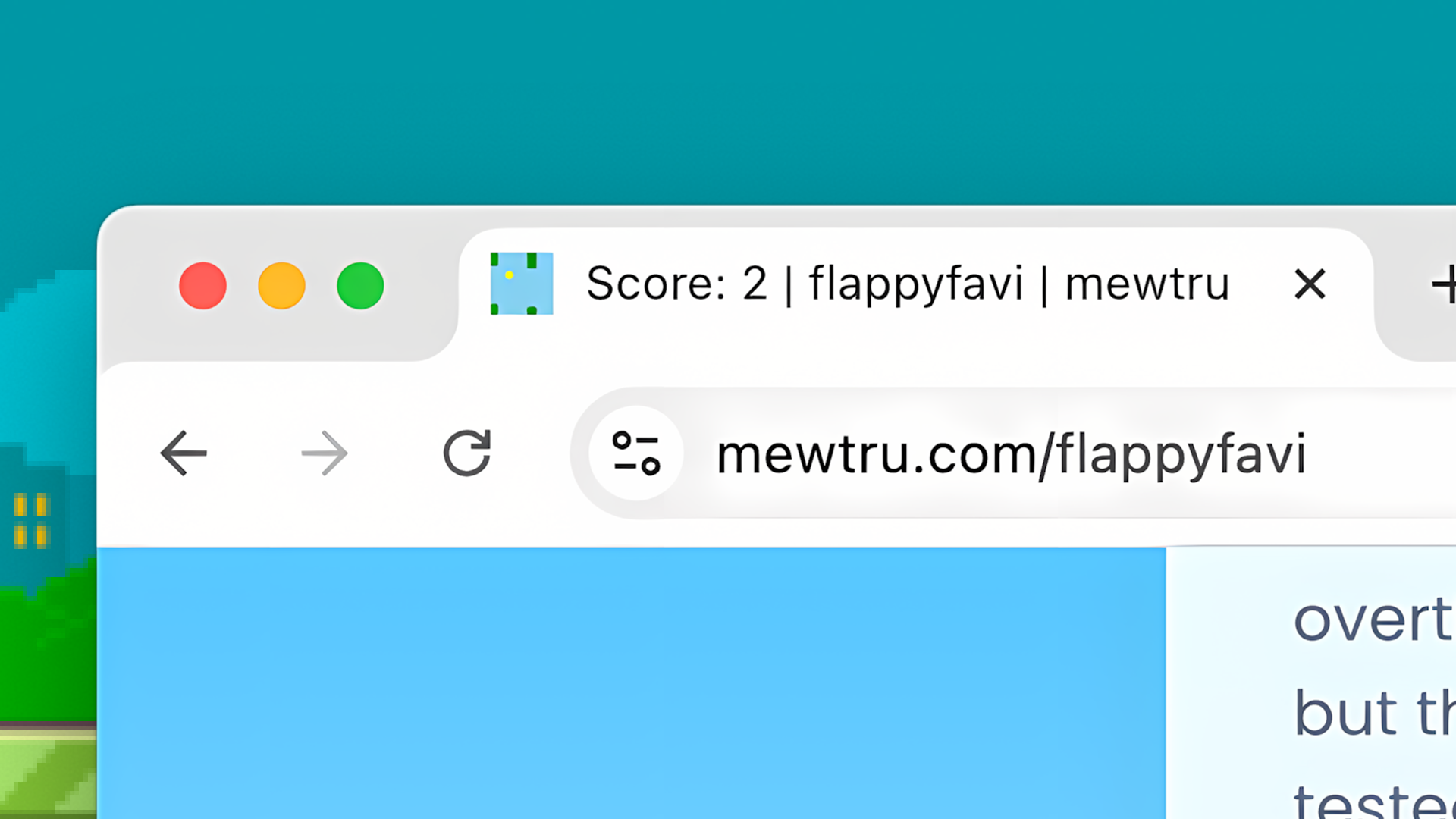 Screenshot of Flappy Bird in a browser favicon