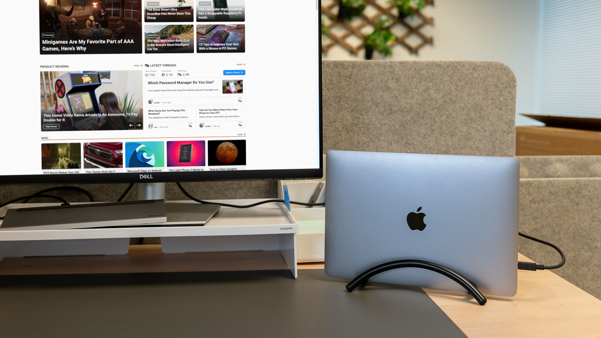 MacBook connected to monitor.
