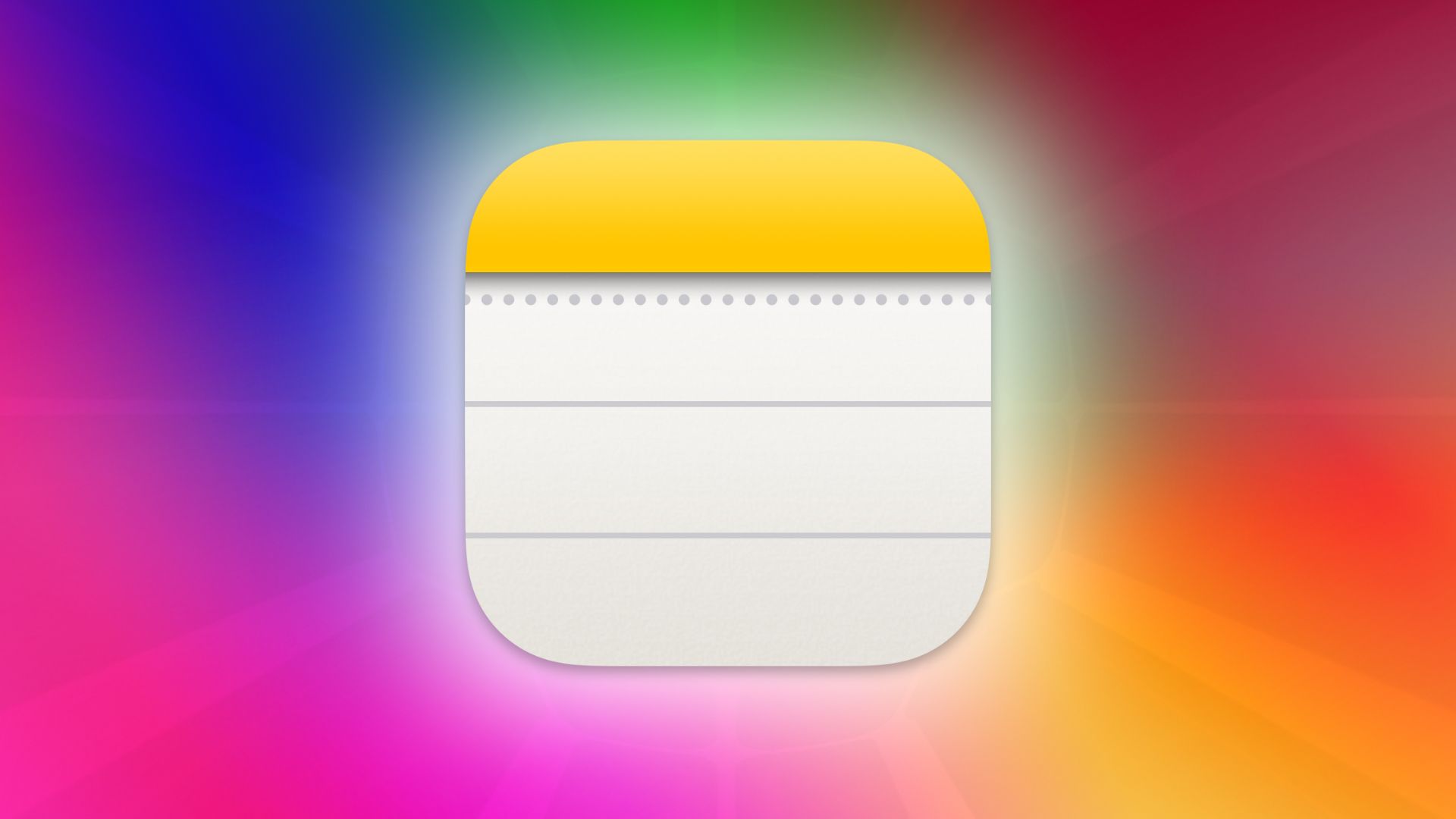 The Apple Notes app icon on abstract background.