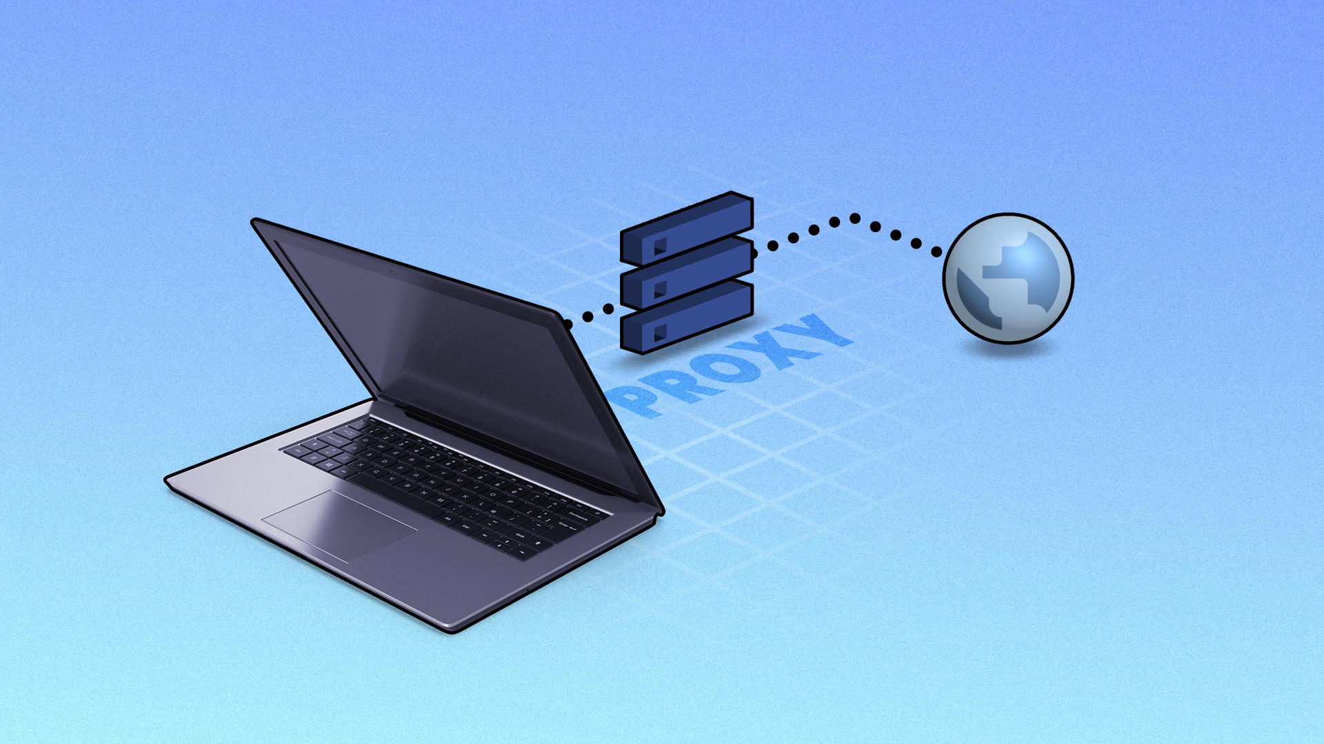 A laptop connected to a proxy server that connects it to the internet.