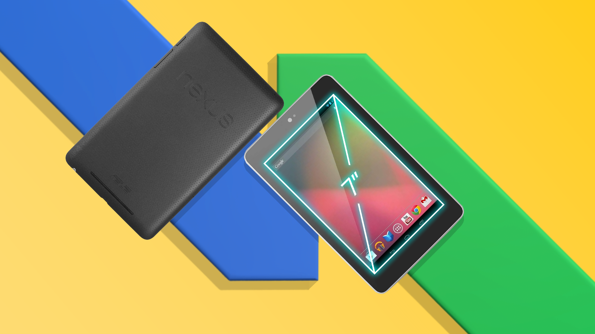 A Nexus 7 tablet with its screen size highlighted.