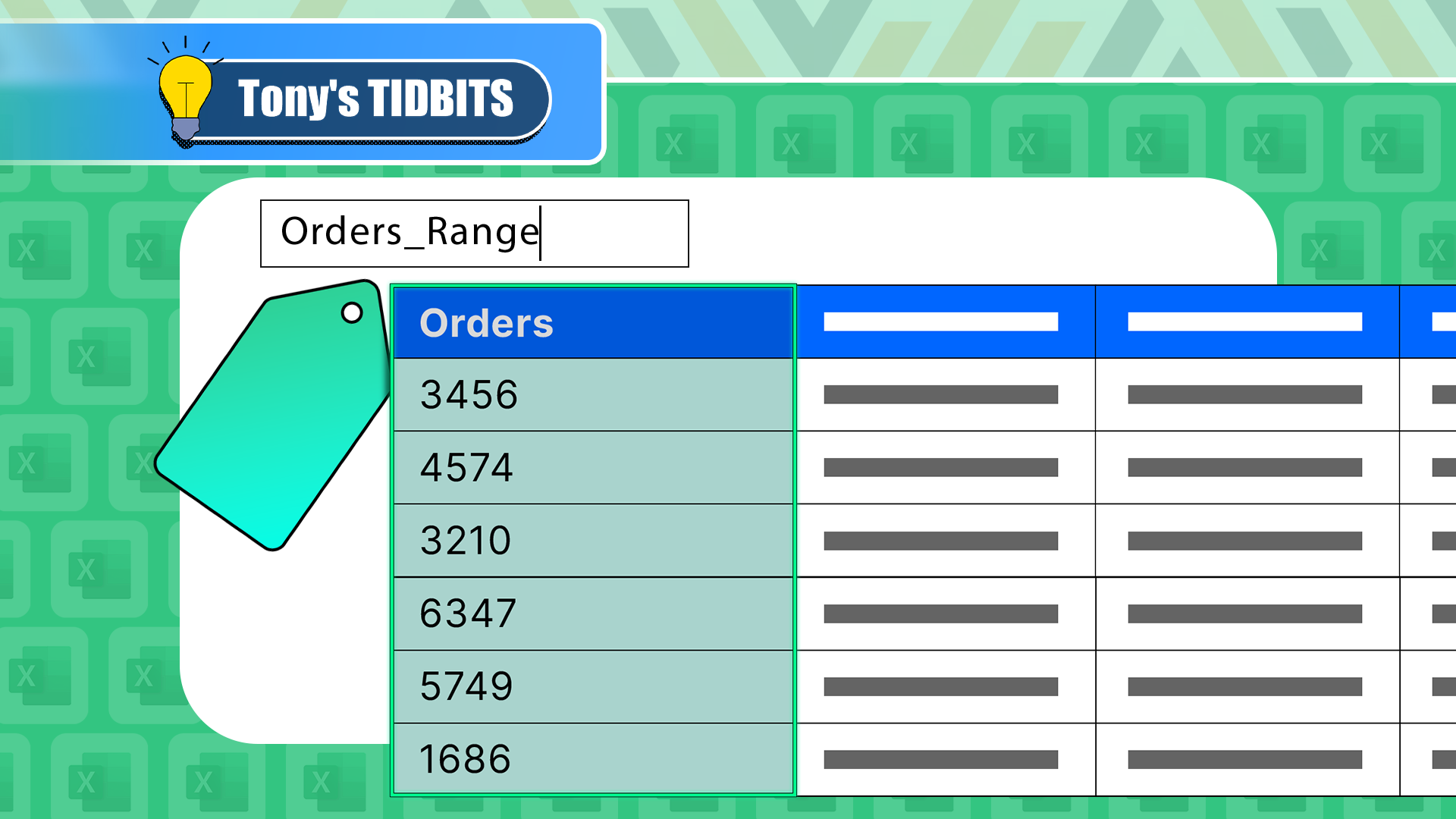An Excel table with a named range.