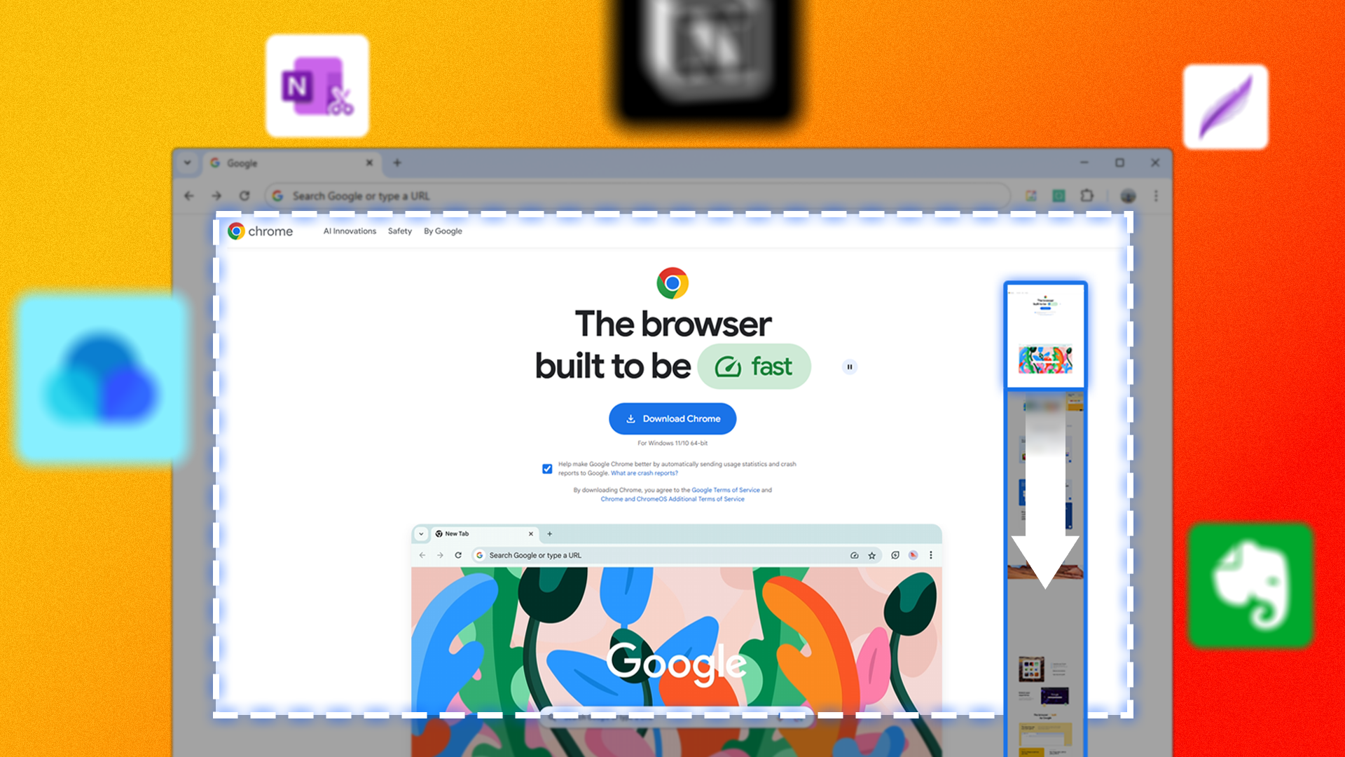 Google Chrome open with the entire screen being captured.
