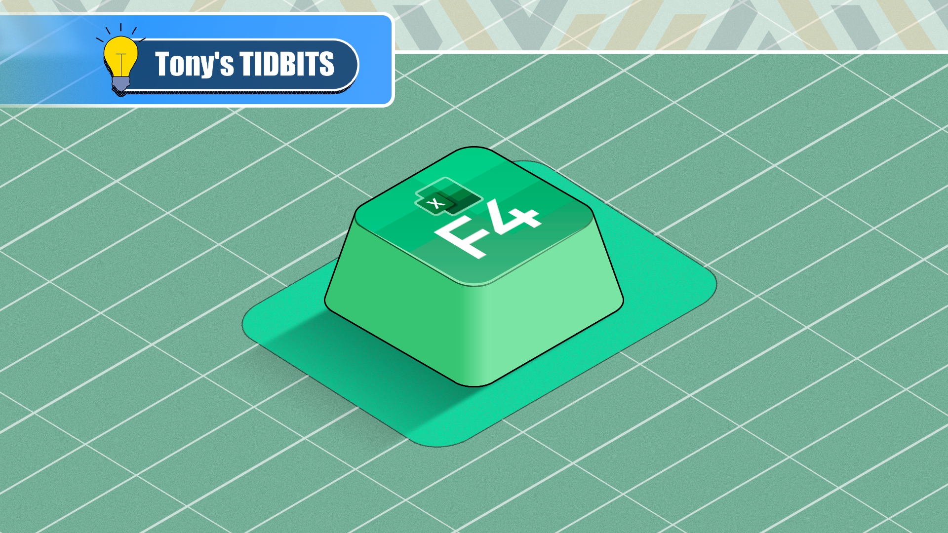 Illustration of an F4 key with the Excel logo.