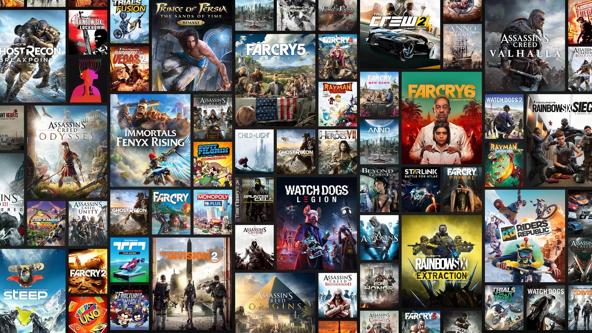 A collage of Ubisoft games.