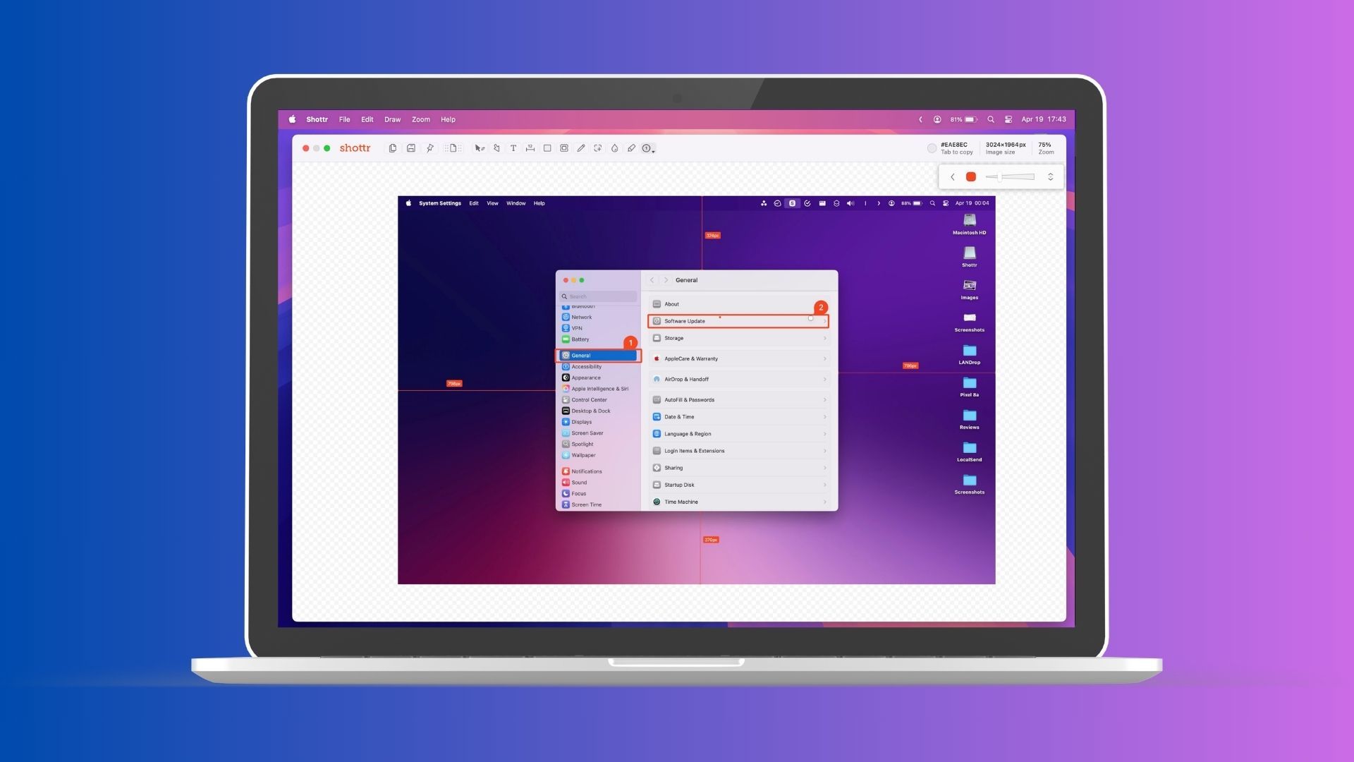 Editing a screenshot in Shottr's editor on a Mac.
