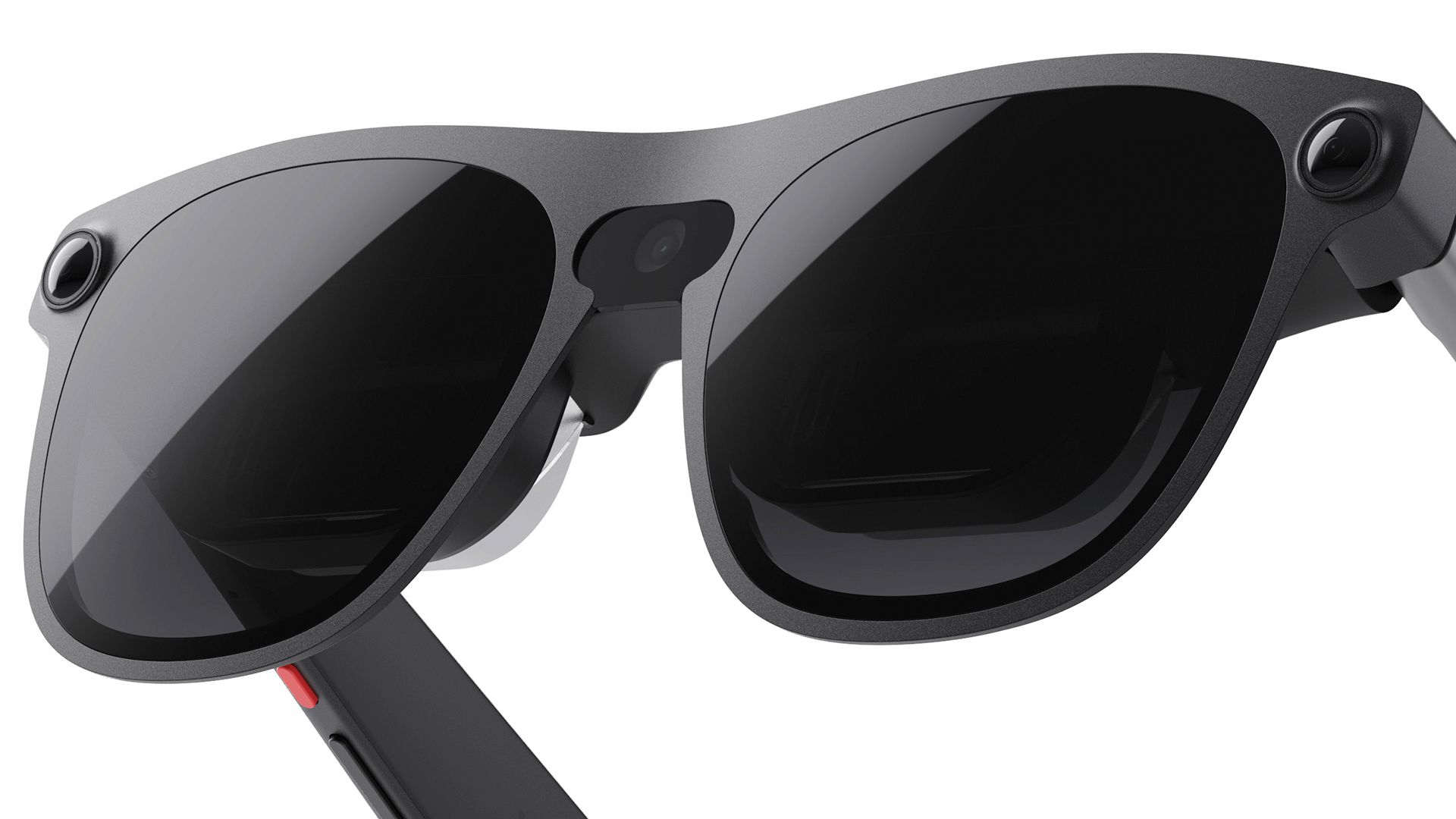 A closeup of the XREAL Project Aura Android XR glasses.