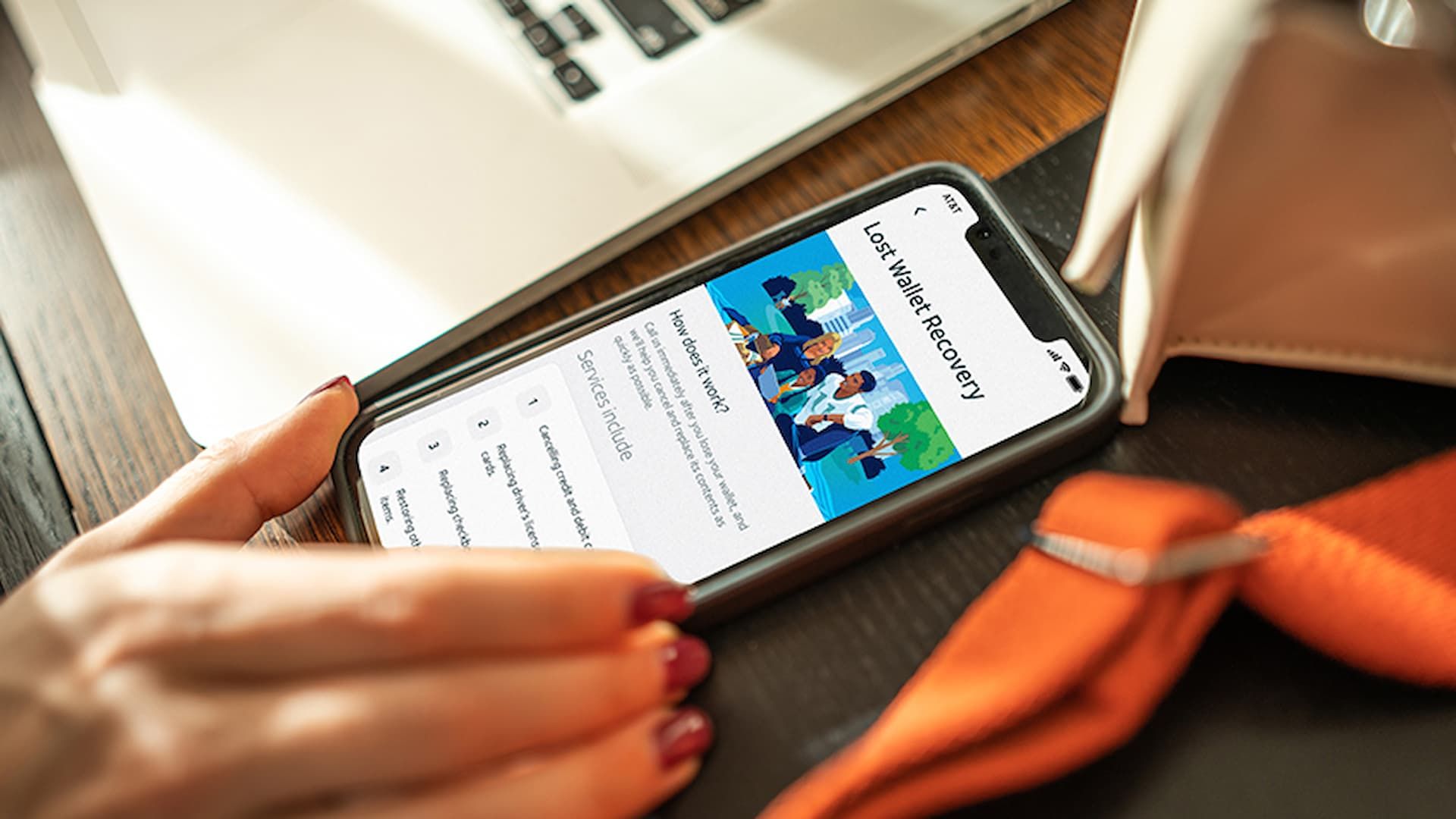 A person using ATT wallet recovery on their phone